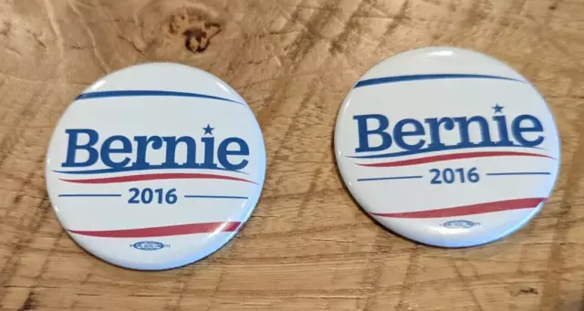 Bernie Sanders Official 2016 President Campaign Buttons Pin White - Set of 2