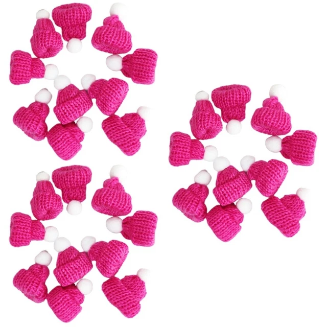 30 PCS Mini Wool Hat Santa Cap Bottles Cover Decorations Hats DIY