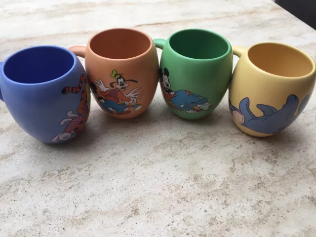 Rare Collectors Set Of 4 Disney Store Mugs. Mickey Mouse, Winnie The Pooh + more