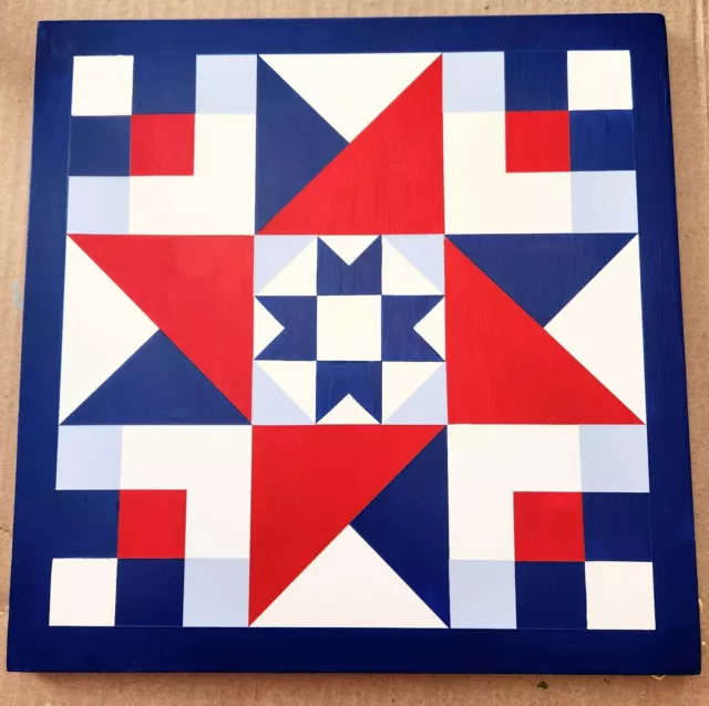 Barn Quilt Sign Hand Painted On Real Wood Farmhouse Decor 12" x 12"