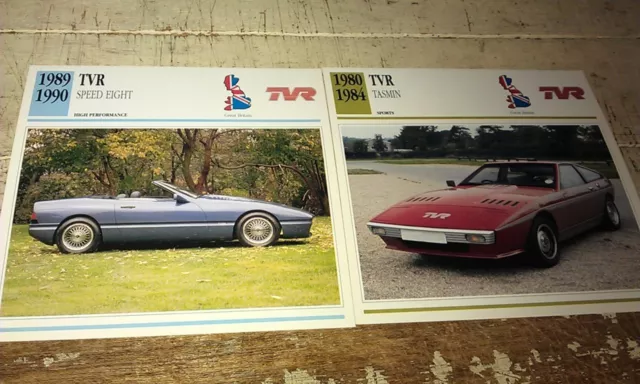 TVR Cars Colour Collector Cards x 2