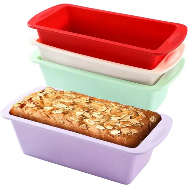 4PCS Silicone Rectangle Bread Pan Non-Stick Baking Loaf Tins Mould Bakeware Tray