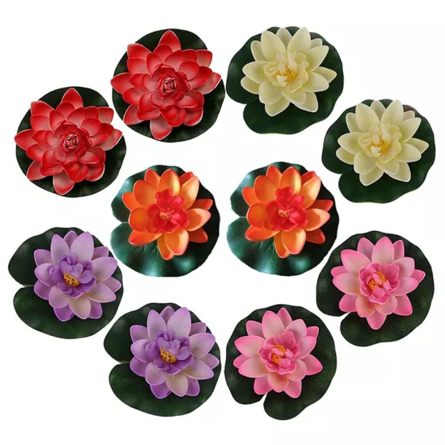 10pcs 10cm Faux Flottant Eau Lis,Artificiel Lotus Fleur Lis Coussinet Étang