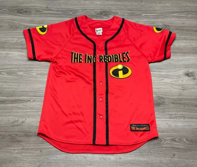 Vintage 2004 Disney Pixar The Incredibles Stitched Baseball Jersey Men's Size M