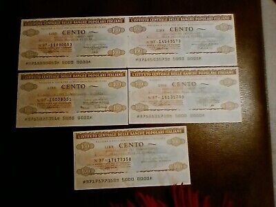 BANCHE POPOLARI ITALIANE N. 5 EMISSIONI LOTTO ML1143 MINIASSEGNI IST CEN 