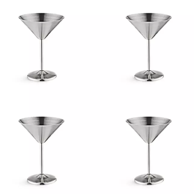 4X Stainless Steel Martini Cocktail Glass High Base Wine Glass Unbreakable1158