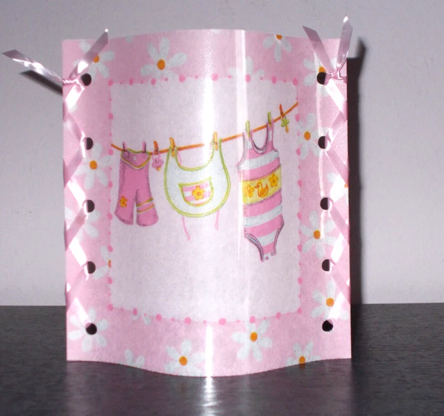 DekoWindlicht Geburt Taufe Wäscheleine rose Tischlicht Mitbringsel Geschenkidee