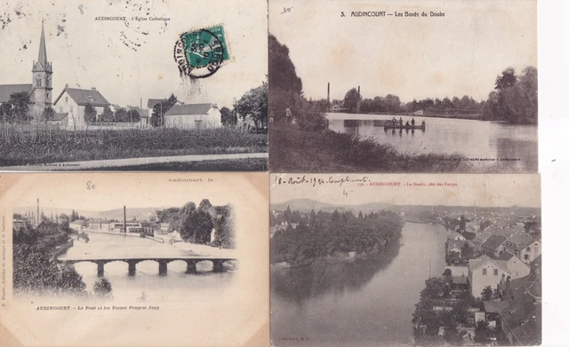Lot de 4 cartes postales anciennes postcards AUDINCOURT DOUBS 3