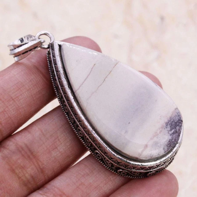 Delightful Picasso Jasper 925 Silver Plated Handmade Pendant of 2.3" Ethnic Gift