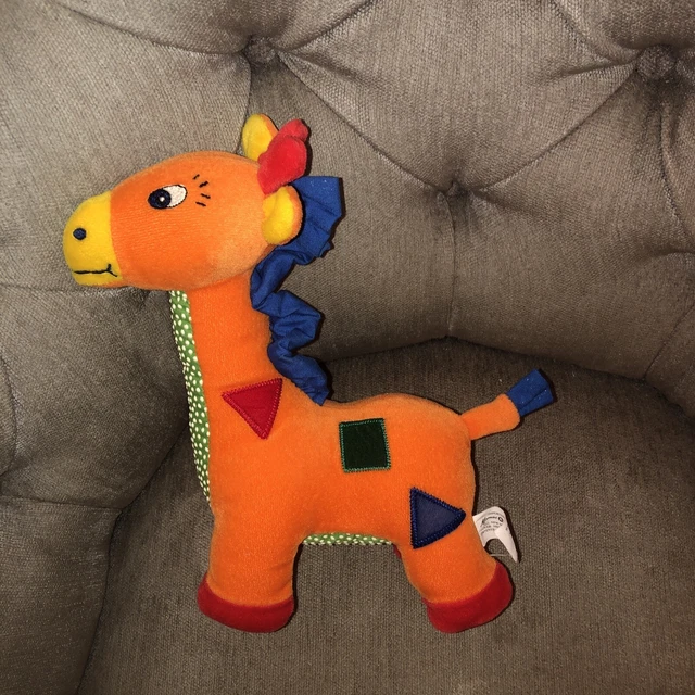 MAMAS & PAPAS orange Giraffe Soft Toy Comforter Squeaks £4.99 PicClick UK