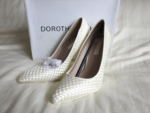 Scarpe da sposa Dorothy Perkins in raso avorio taglia 3 ctrl £32,00 slip on court