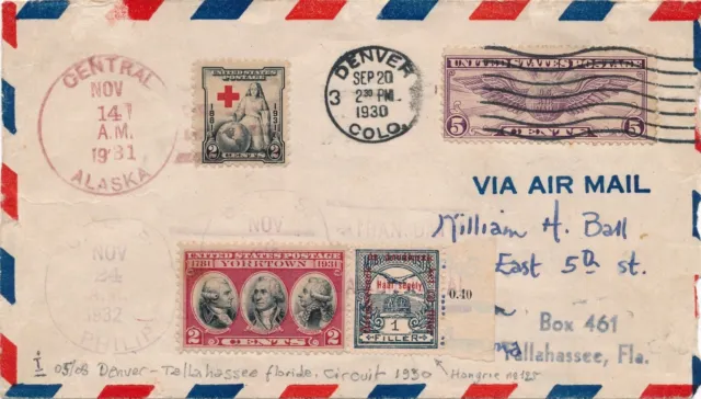 Lettre Airmail Flight Denver Postmark Alaska 1930 United State Cover