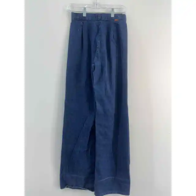 VTG Levis 1970s Dark Blue Wide Leg Flared Bellbottoms Denim Jeans Womens Size 9 2