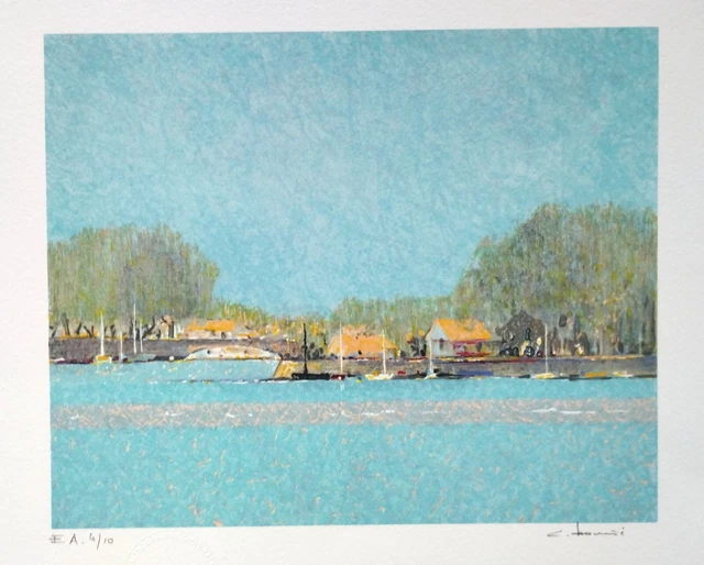 André Bourrié lithograph André Bourrié, Le Port du Guildo II for sale at Pamono