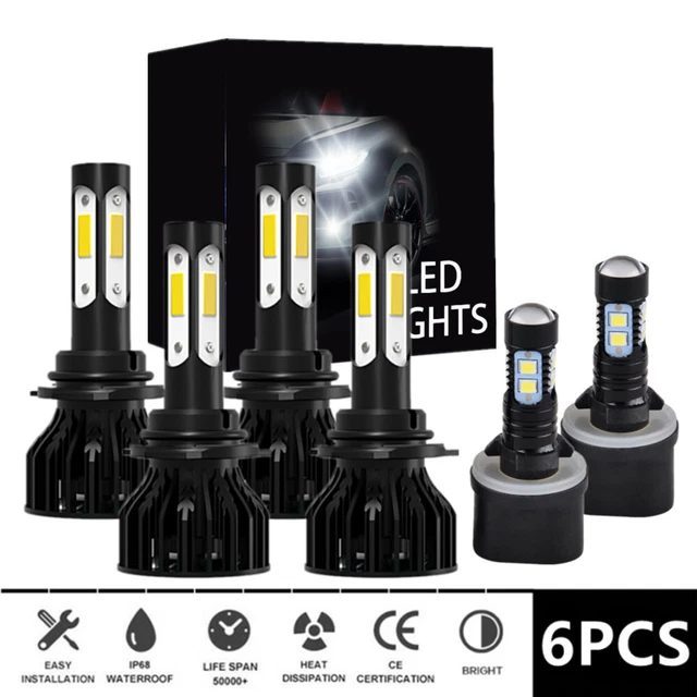 For Tahoe 2001-2006 - 6x 6000K LED Headlights + Fog Light Bulbs Replace Halogen