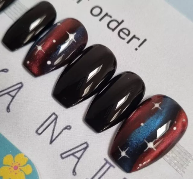 Hand Painted Press on False Nails Cosmo Galaxy set of 10