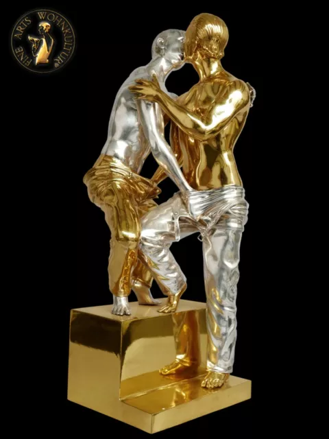 FINE ARTS Wohnkultur Bronze Skulptur Two kissing Gays Erotik Statue Figur Junge