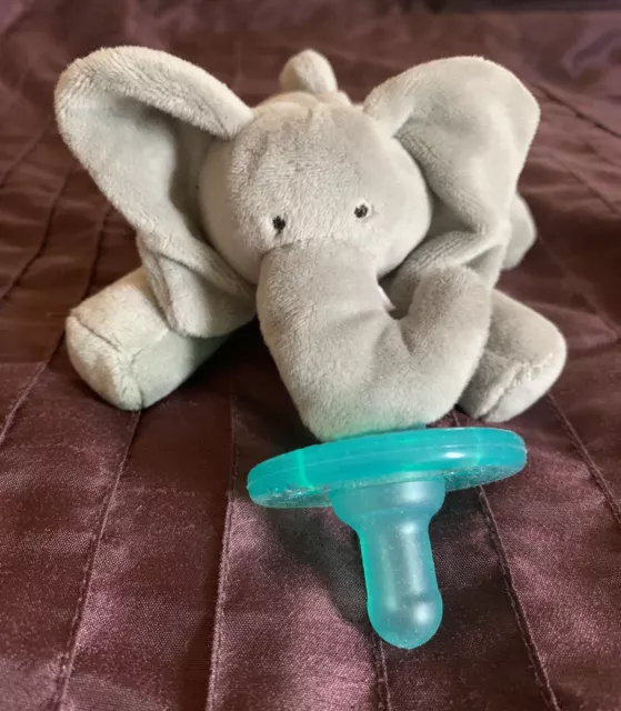 Wubbanub Baby Gray Elephant Soothie Pacifier Buddy Mini Plush