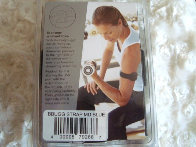 NEW V3 Bodybugg BodyMedia Armband Accent Strap Metallic Blue Medium 12" 2
