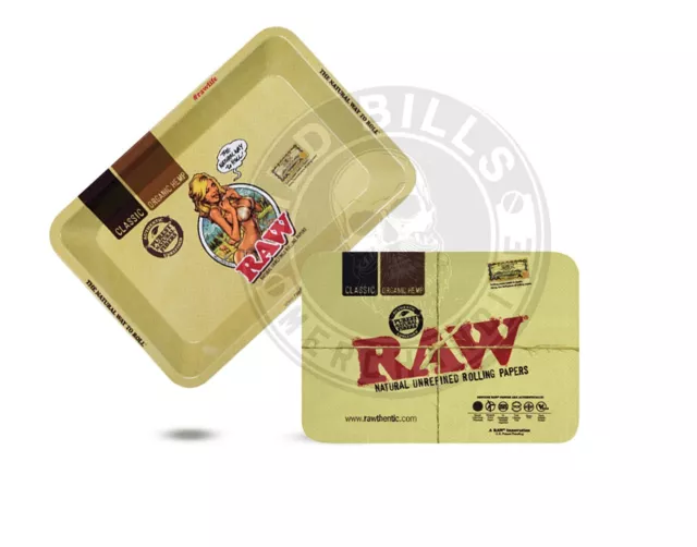 RAW Rolling Papers Bikini Girl Tray Mini 7 x 5 inch + Magnetic Lid Cover COMBO