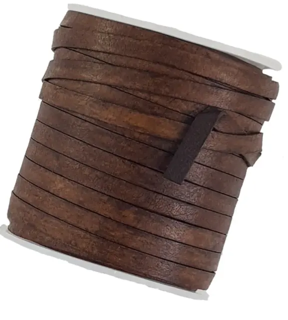 Distressed Brown Flach Leder Kordel 5 MM Breite X 1.0 MM Dicke