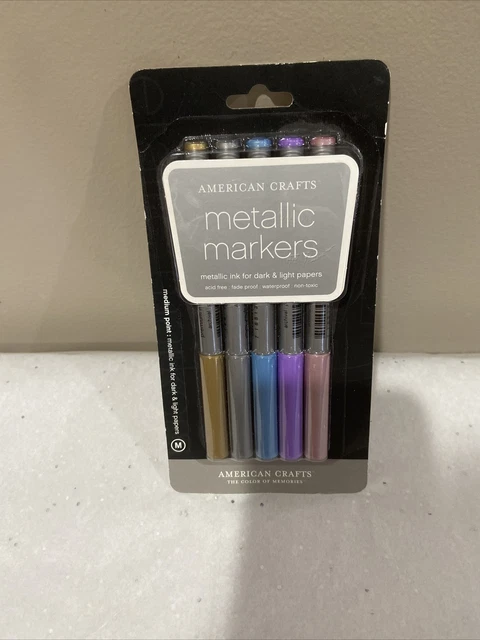 Paquete de 5 marcadores metálicos American Crafts, punto medio, multicolor