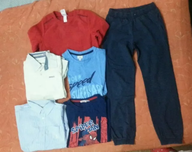 lotto 344b stock 6 abbigliamento bimbo bambino 7/8 anni maglia spiderman