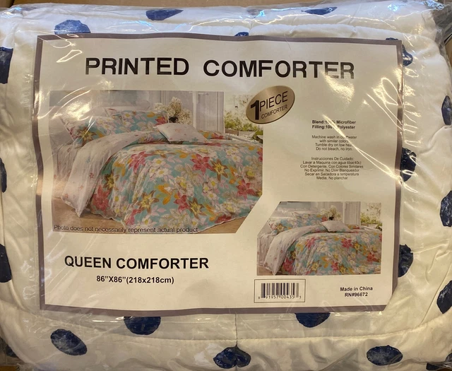A Pois Regina Confortevoli White con Blu Pois - Microfibra 218cmx218cm - Nuovo