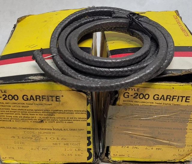 GARLOCK 41067-1016 Style G-200 Compression Packing Graphite Fiber Size 1/4"  44'