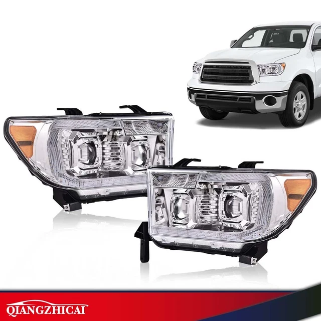2PC Dual LED Projector Headlights Fit For 07-2013 Tundra 08-2017 Sequoia Chrome