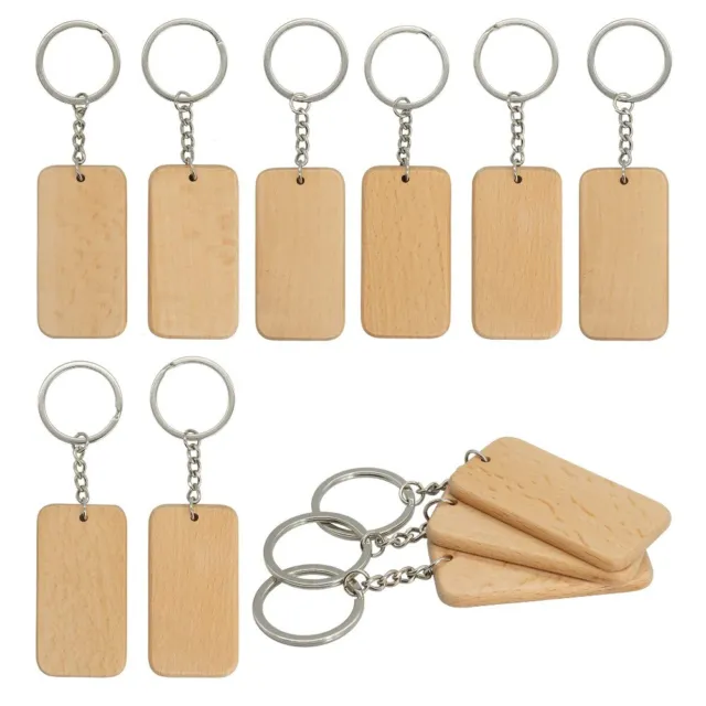 RECTANGLE UNFINISHED WOOD Keychain Wood Keychain Blanks DIY Engraving Gift  $22.00 - PicClick AU