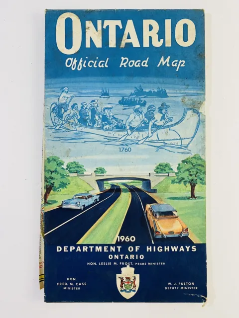 Ontario Offical Road Map 1960 DPT Of Highways Ontario Canada