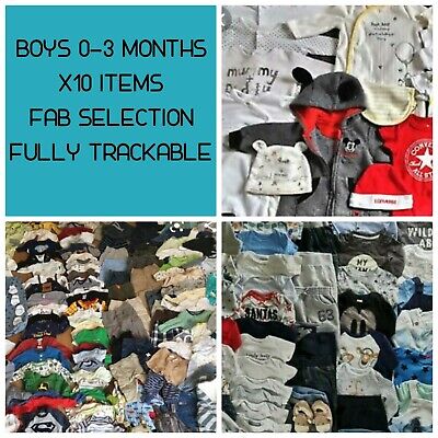 Baby Boy Clothing Bundle Job Lot - 10x Items Age 0-3 Months 0 to 3 Outfits Sets