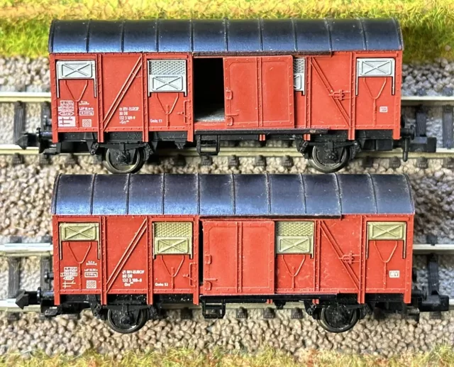 Fleischmann 2470 Spur N Gedeckter Güterwagen Braun 2x Set Konvolut