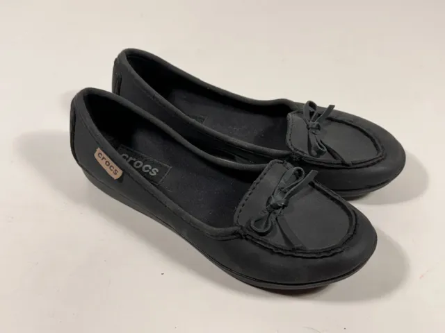 Crocs Wrap ColorLite Black Slip on Flats Women Size 5