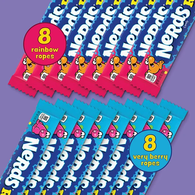 ROPE CANDY, VARIETY Box, Rainbow & Very Berry, 0.92Ounce (Pack of 16