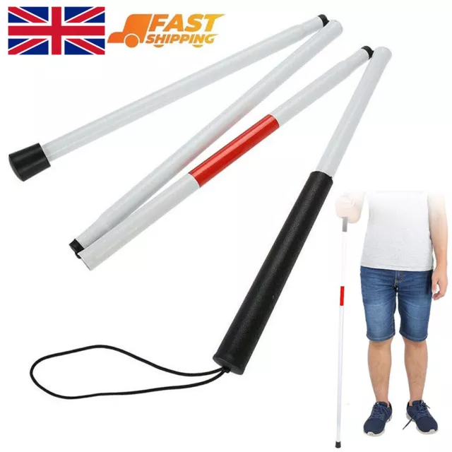 Portable Folding Blind Walking Stick Aluminium Visually Impaired Crutch Cane UK