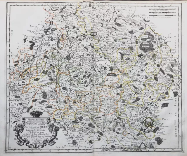 Metz Thionville Moselle Grand-Est Map Carte Sanson Gravure Engraving 1656