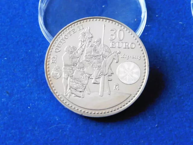 Moneda conm. 30 € PLATA. ESPAÑA 2015. CENTENARIO QUIJOTE II PARTE.  Banco de Esp