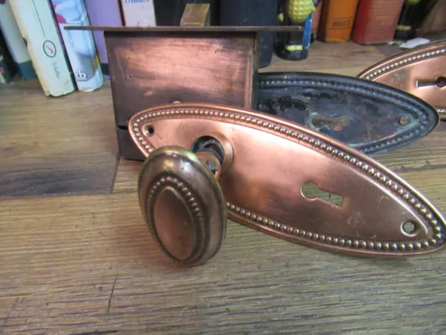 Antique DOOR KNOB SET Ornate Eastlake Brass PLATED  Victorian Hardware VTG