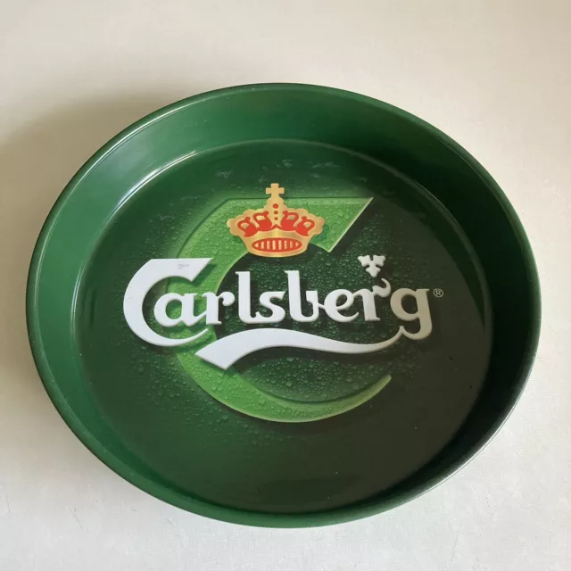 Carlsberg Beer Metal Drink Tray Green Round 36cm Logo Collectible Rare