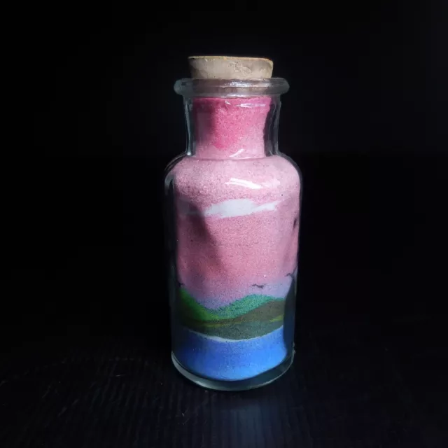 Vintage Art Deco Landscape Cork Glass Multi-Colored Sea Salt Bottle N7365 5