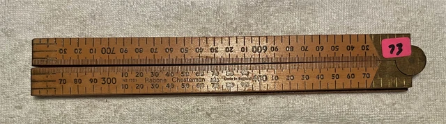Vintage RABONE CHESTERMAN No 1161 Boxwood & Brass Folding Metric Ruler 073 Vintage RABONE CHESTERMAN No 1161 Boxwood & Brass Folding Metric Ruler 073