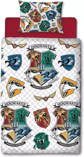 Harry Potter Grid Single Duvet Cover Reversible Bedding Set