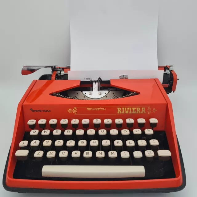 Vintage Typewriter Remington Riviera Sperry Rand Red With Original Red Case