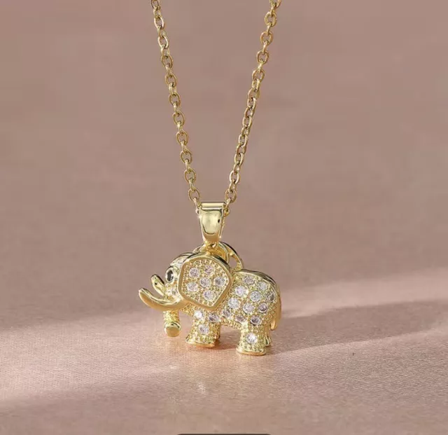 Collar Con Colgante De Elefante, Diamantes De Imitación Regalo Para Mujer