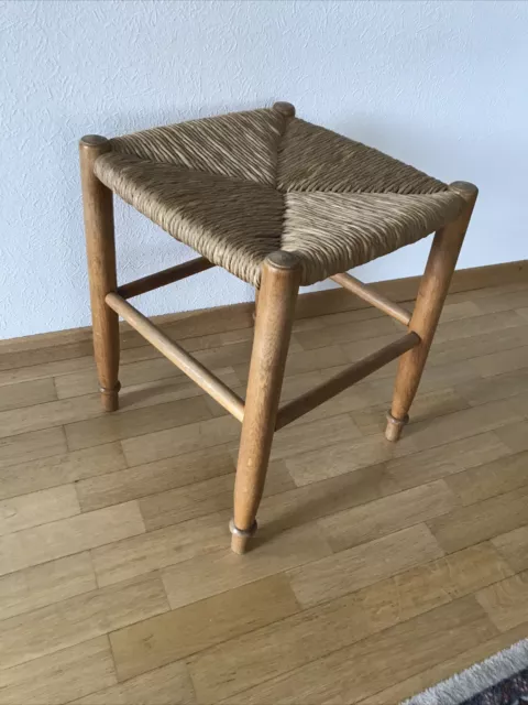 1x Antike  Hocker Binsengeflecht 37x37x47cm Sauberen Zustand Sehr Stabil