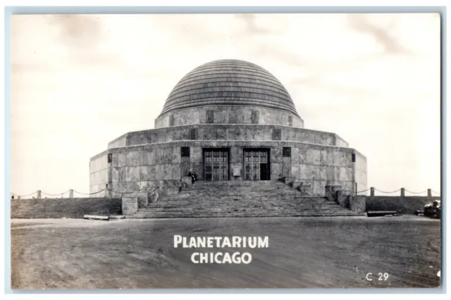 c1930's Front View Of Planetarium Chicago Illinois IL RPPC Photo Postcard