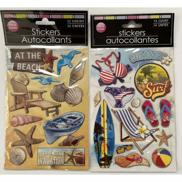 Scrapbooking Stickers Dimensional Beach Summer Vacation Craft Lot Of 2