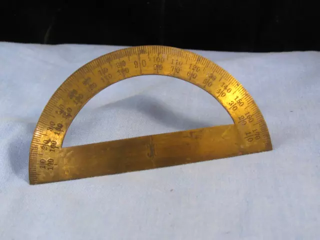 Antique Brass Math Mathematics Protractor Engineers Etui Tool